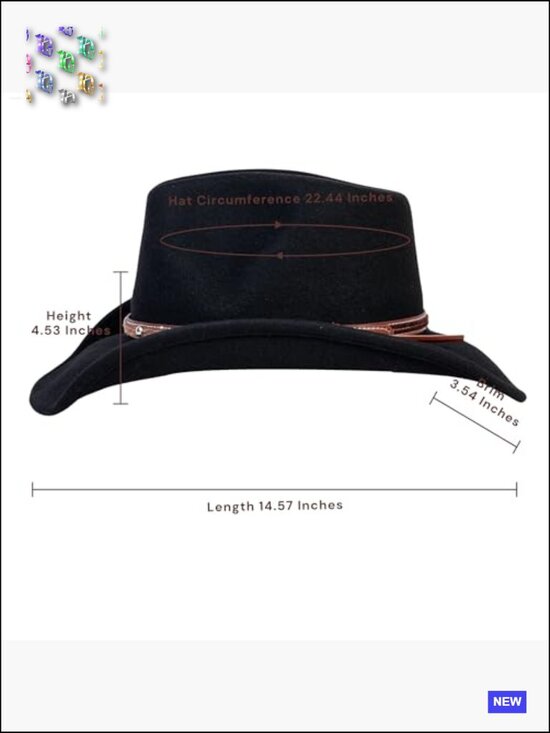 Wool Wide Brim Cowboy Hat Unisex Western Rancher Felt Hat Shapeable Brim main image 6